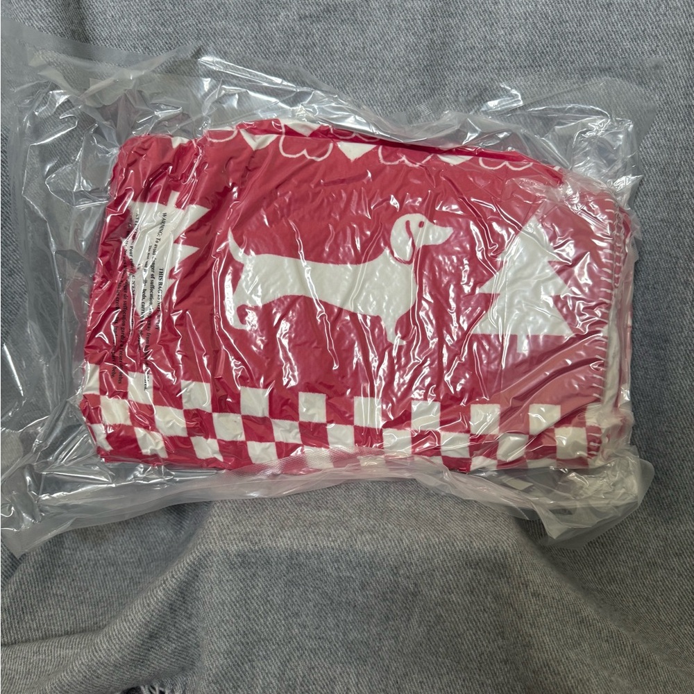 Festive  Victoria Secret by Pink Red and White Dachshund Blanket